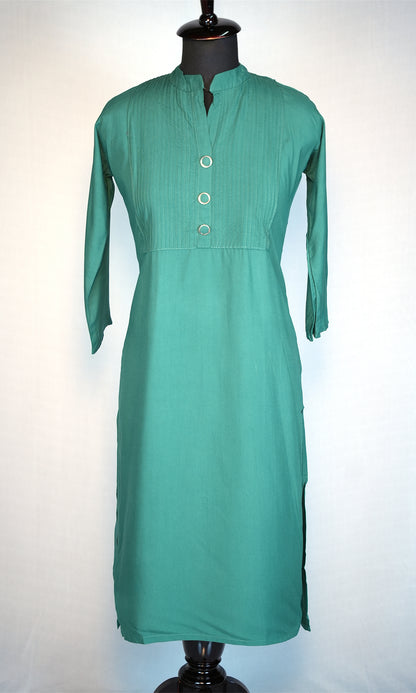 Rayon Solid Kurti with Chinese Collar