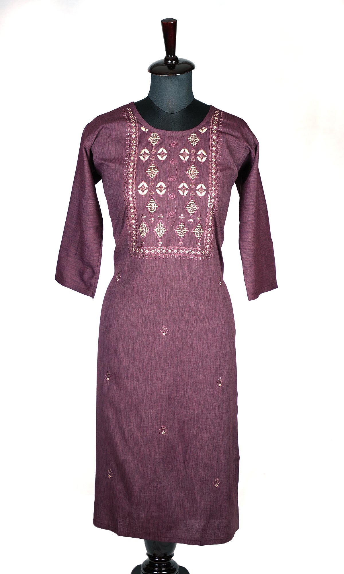 Embroidery and Sequin Combination Work Neck Designed Kutri