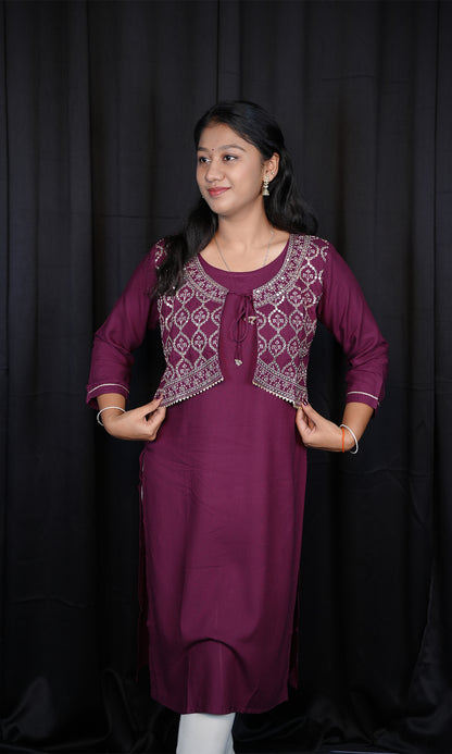 Rayon Fancy Kurti with Attached Koti