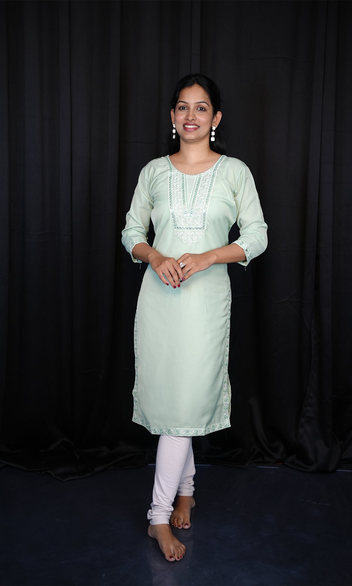 Embroidered Neck Design Kurti with Fancy Lining Fabric