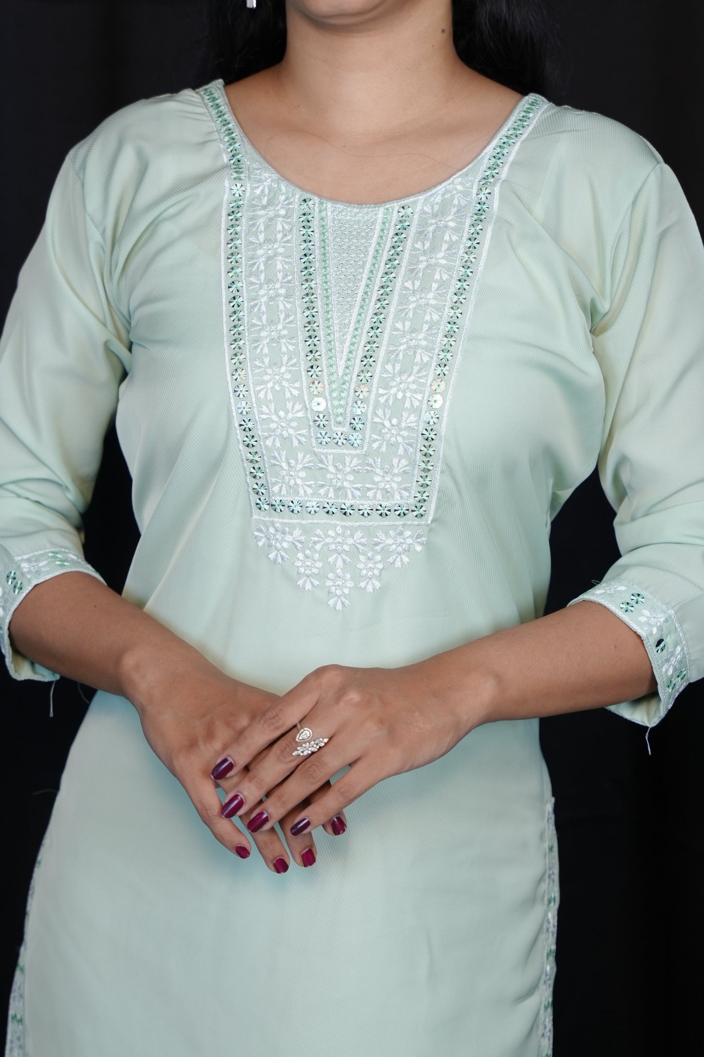 Embroidered Neck Design Kurti with Fancy Lining Fabric