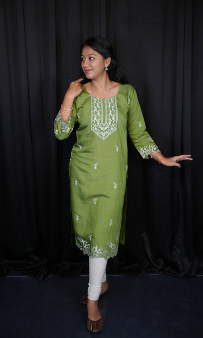 Roman Silk Cut Work Kurti