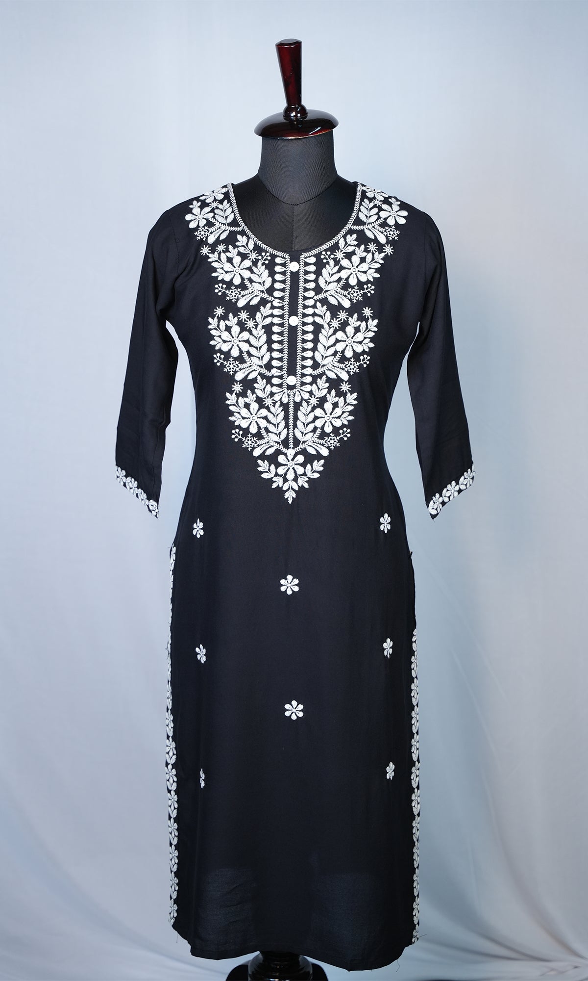 Rayon Kurti with Embroidered Neck Design