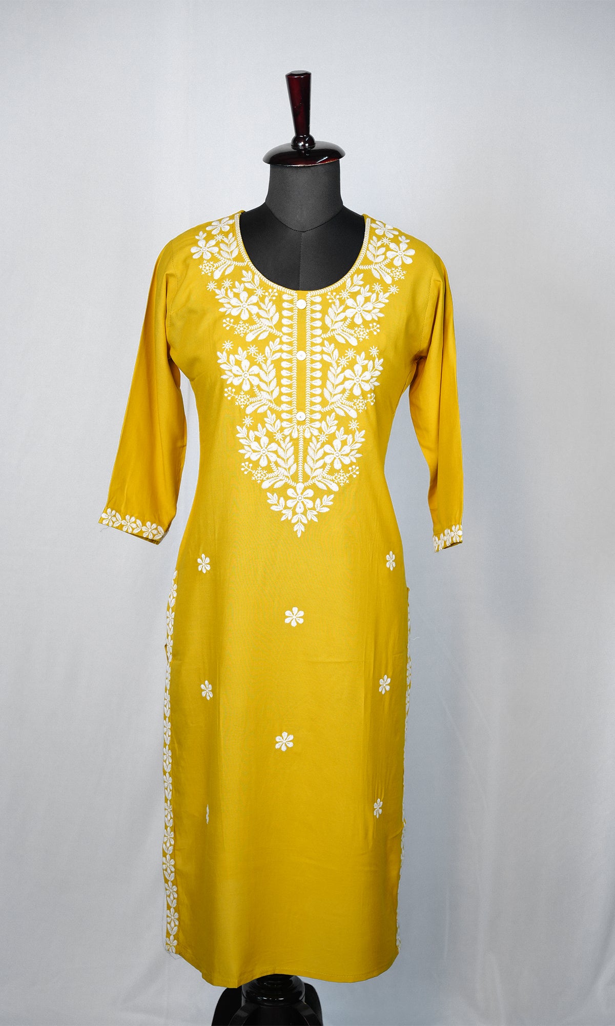 Rayon Kurti with Embroidered Neck Design