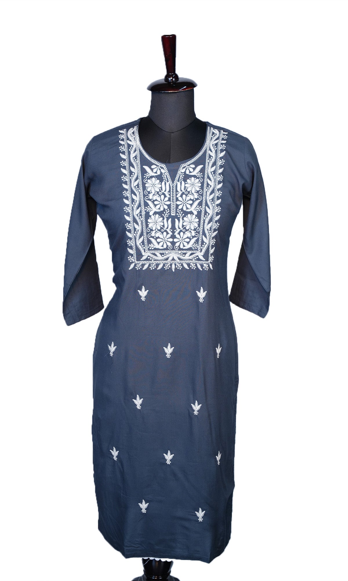 Rayon Cotton Kurti with Neck Embroidery