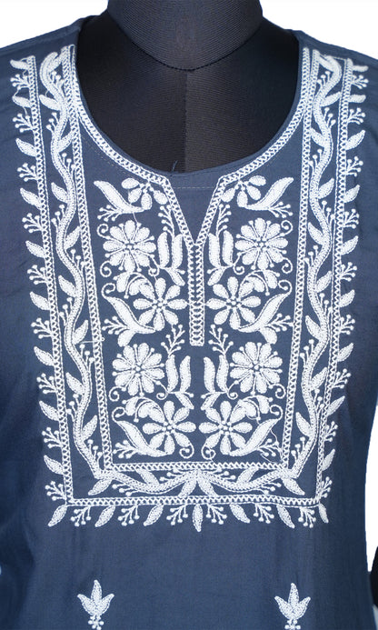 Rayon Cotton Kurti with Neck Embroidery