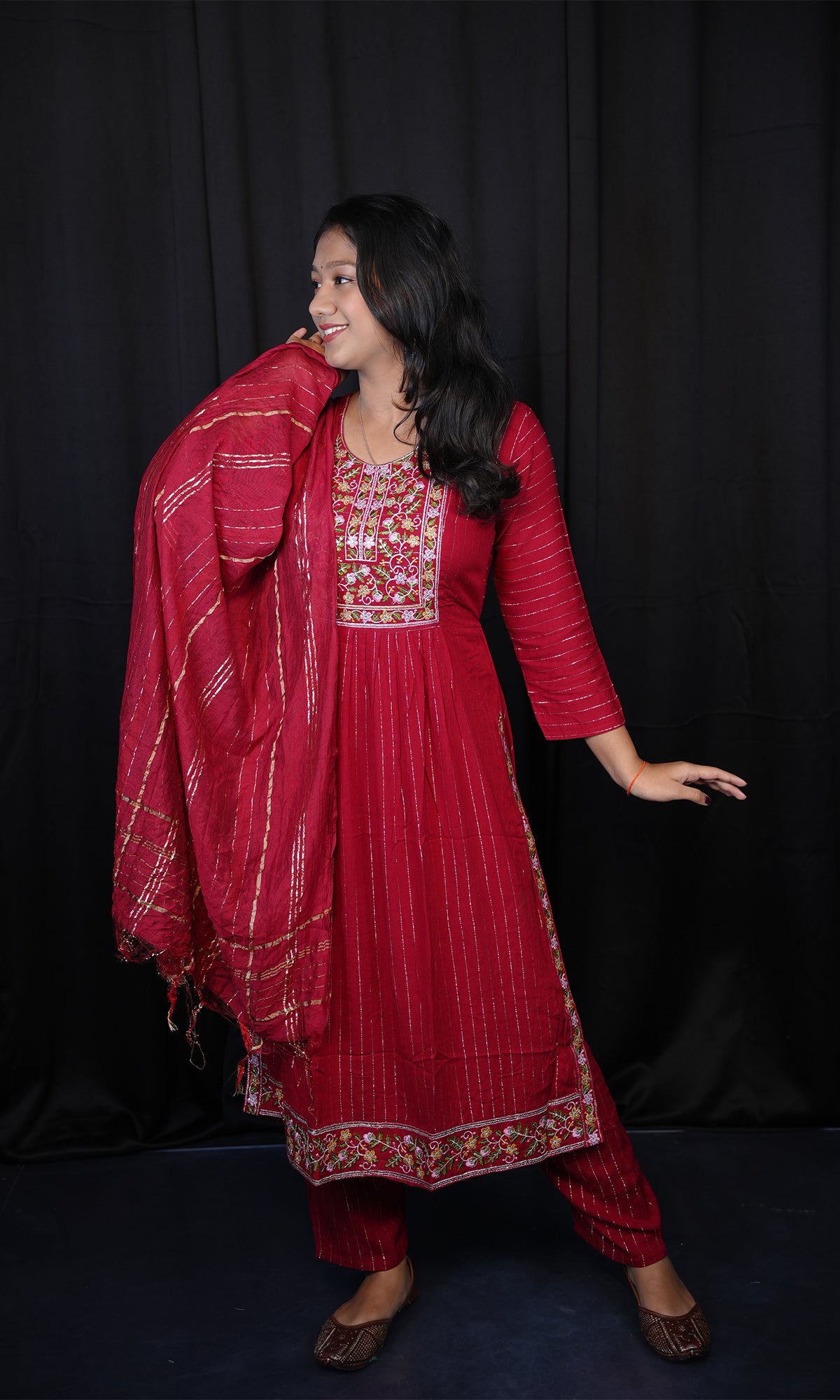 Nyra Cut Flare Kurti and Straight Pant with Dupatta