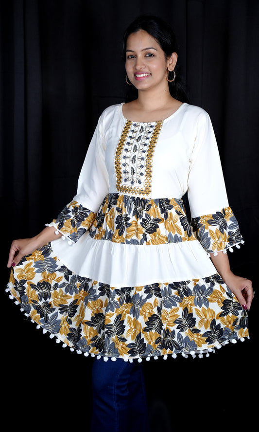 Digital Print Flared Short Kurti