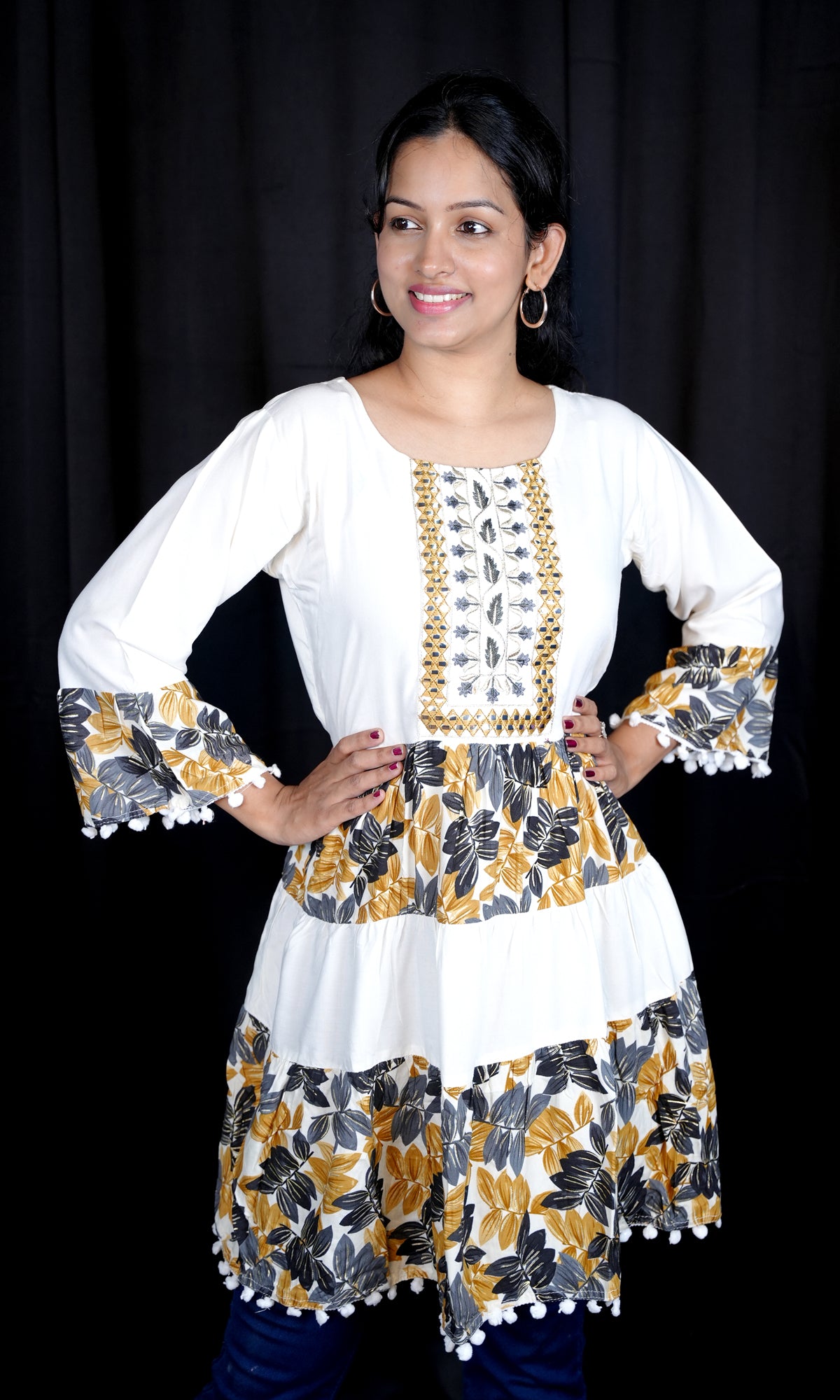 Digital Print Flared Short Kurti