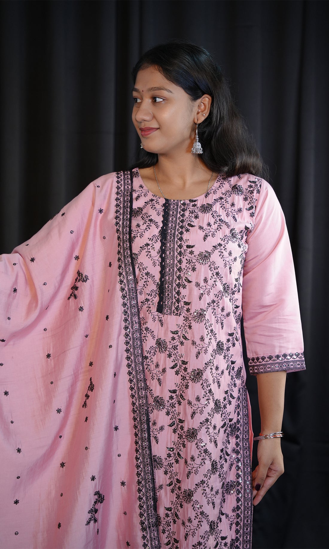 Embroidered Kurta with Straight Pant and Dupatta