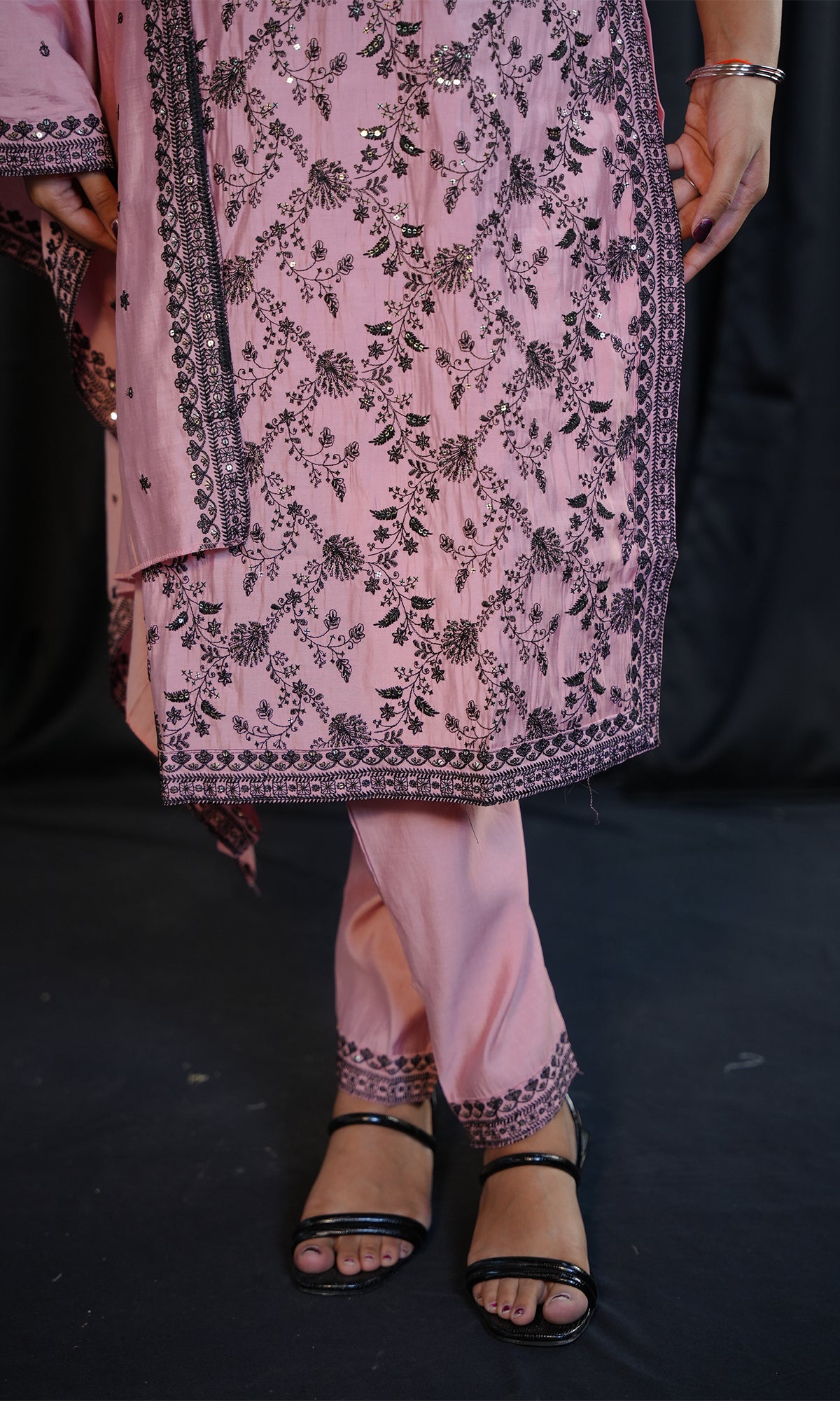 Emobroidered Kurta with Straight Pant and Dupatta