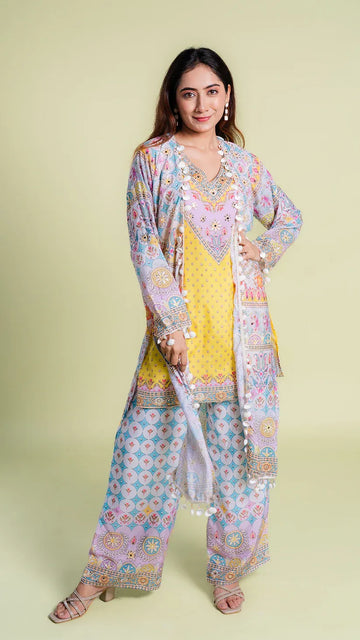 Printed Jacket Indo-Western Set