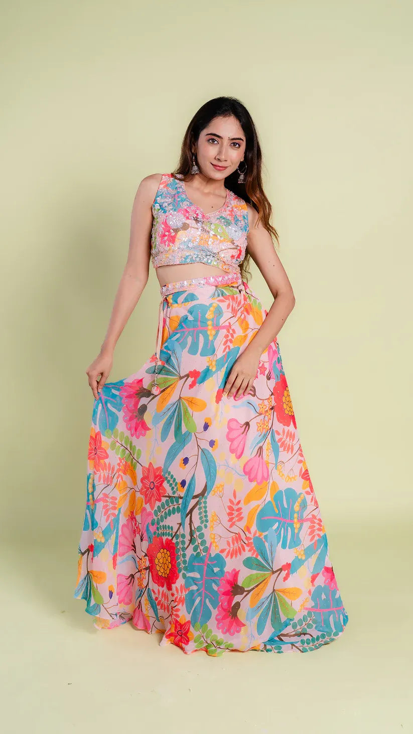 Floral Print Lehenga