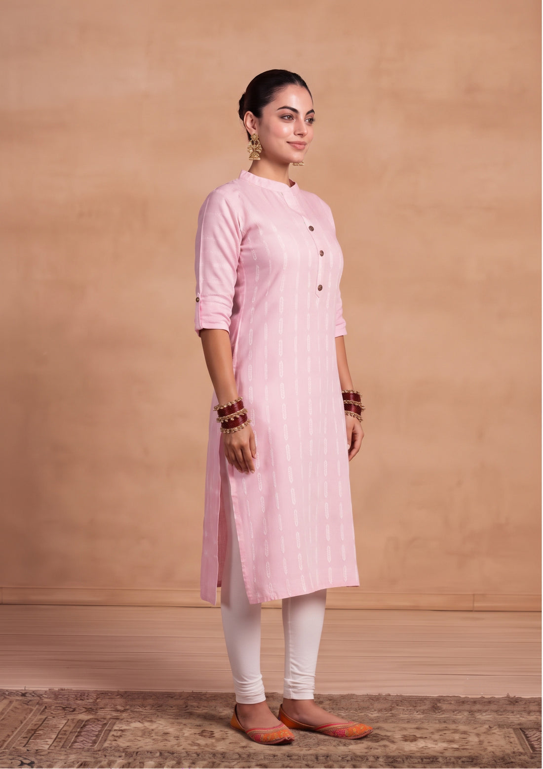 Cotton Straight Kurti with Chinese Collar