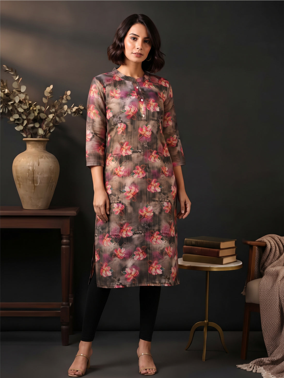 Floral Print Organza Kurti