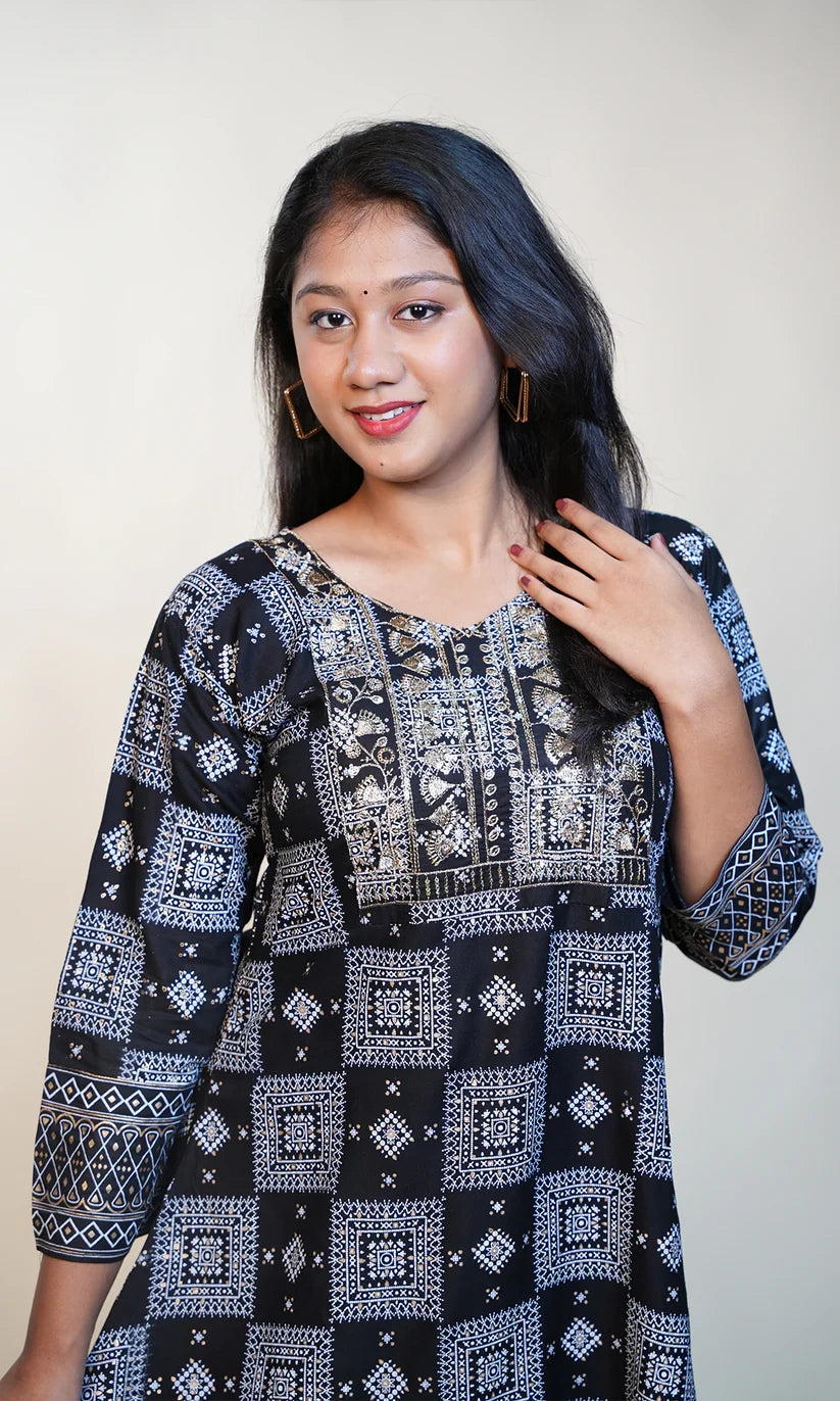 Geometric Print Long Kurta