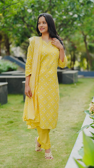 Golden Bloom Suit Set
