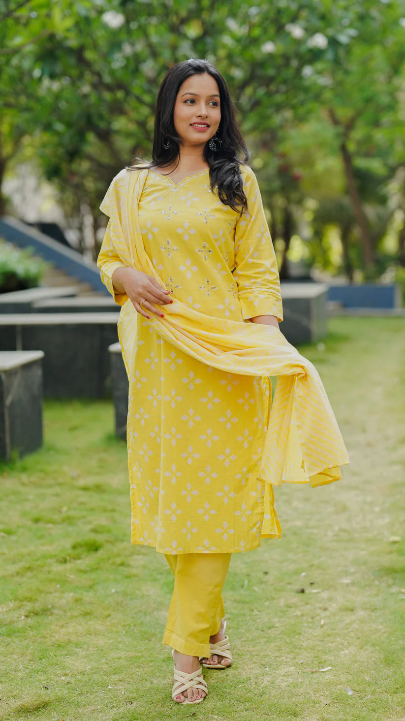 Golden Bloom Suit Set