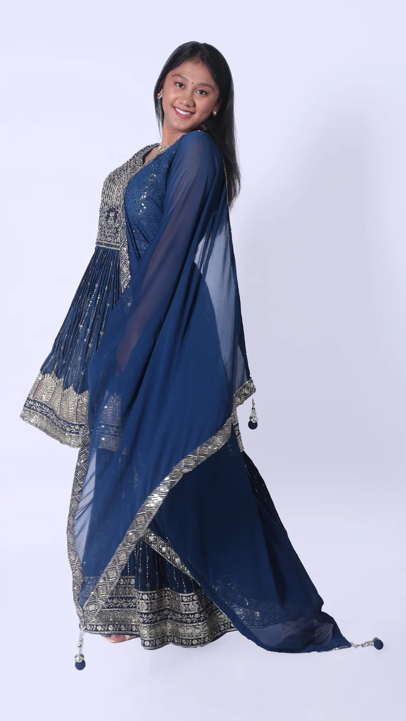 Heavy Jari Worked Sharara with Peplum Top