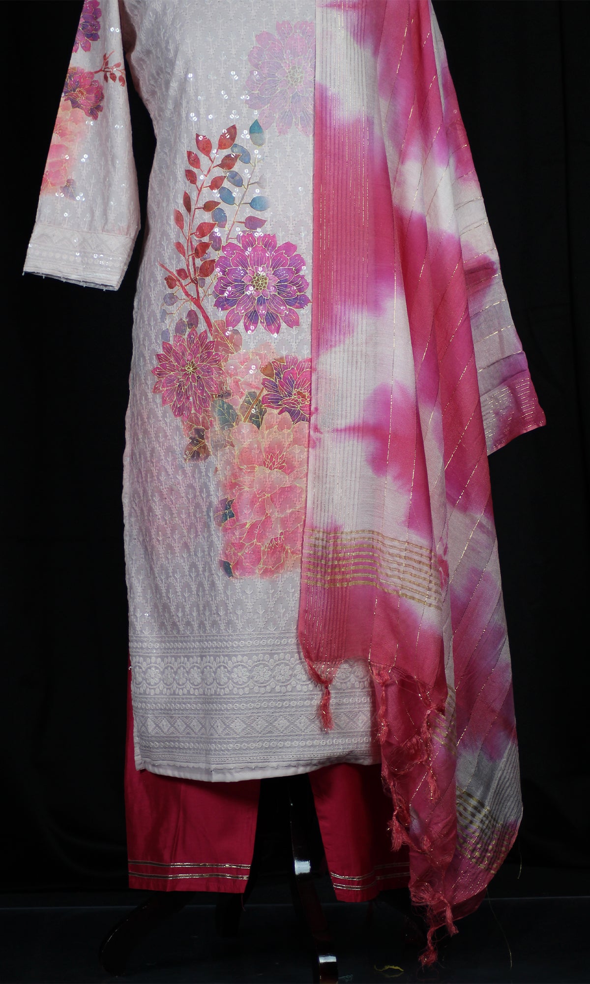 Chikankari Suit Set with Digital Print Kurti