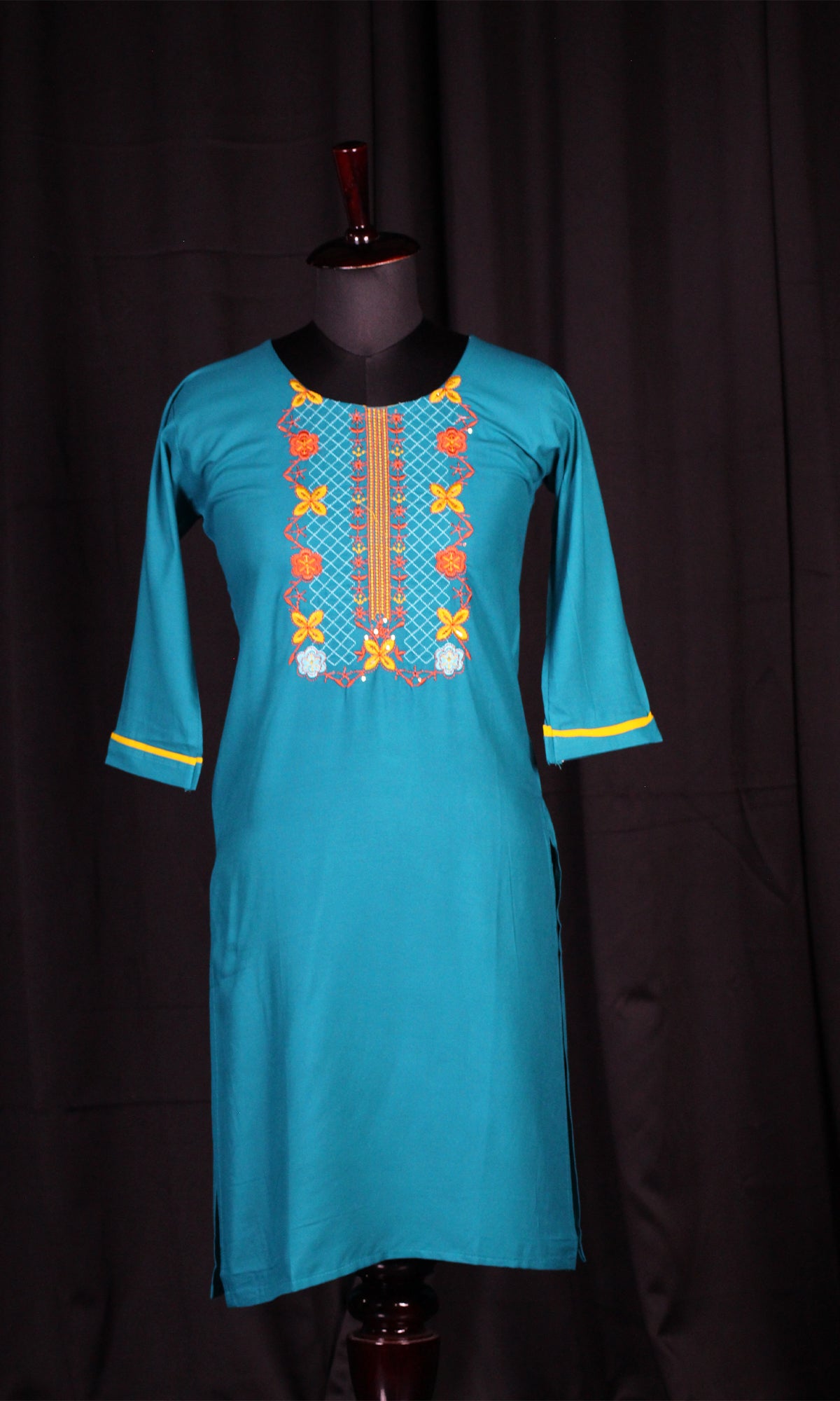 Rayon Kurti with Neck Embroidery