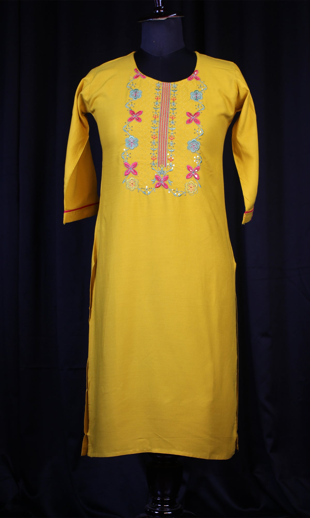 Rayon Kurti with Neck Embroidery