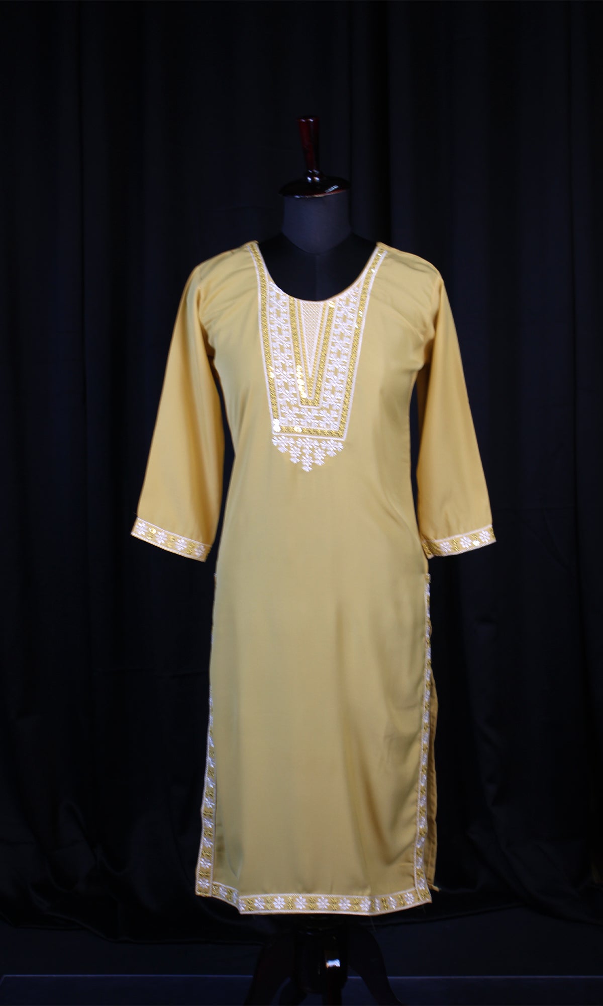 Embroidered Neck Design Kurti with Fancy Lining Fabric