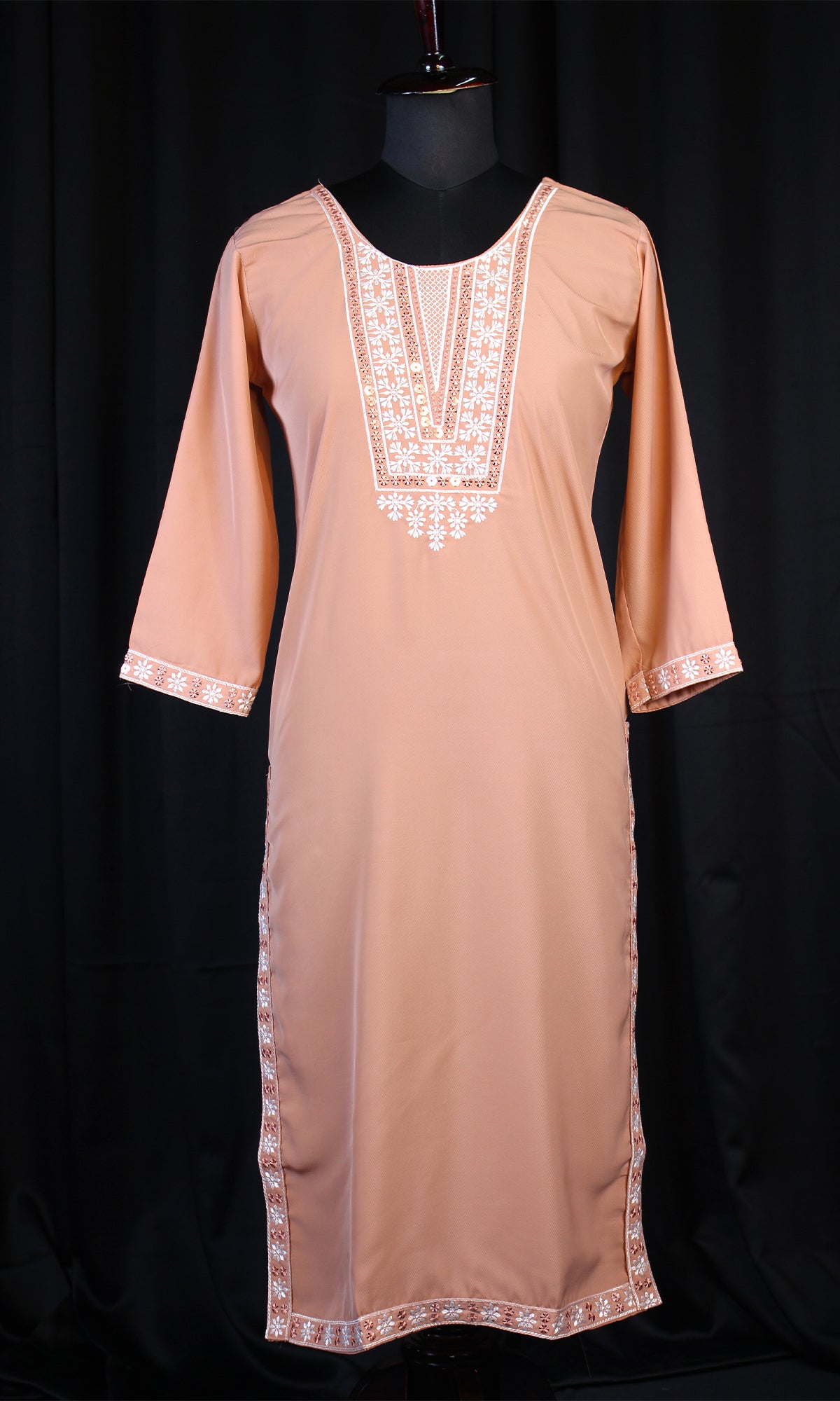 Embroidered Neck Design Kurti with Fancy Lining Fabric