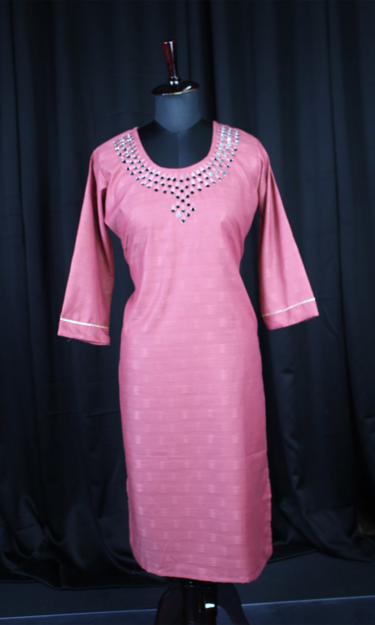 Rayon Blend Kurti with Mirror Worked Neck