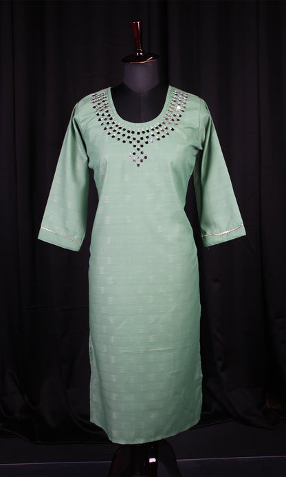 Rayon Blend Kurti with Mirror Worked Neck