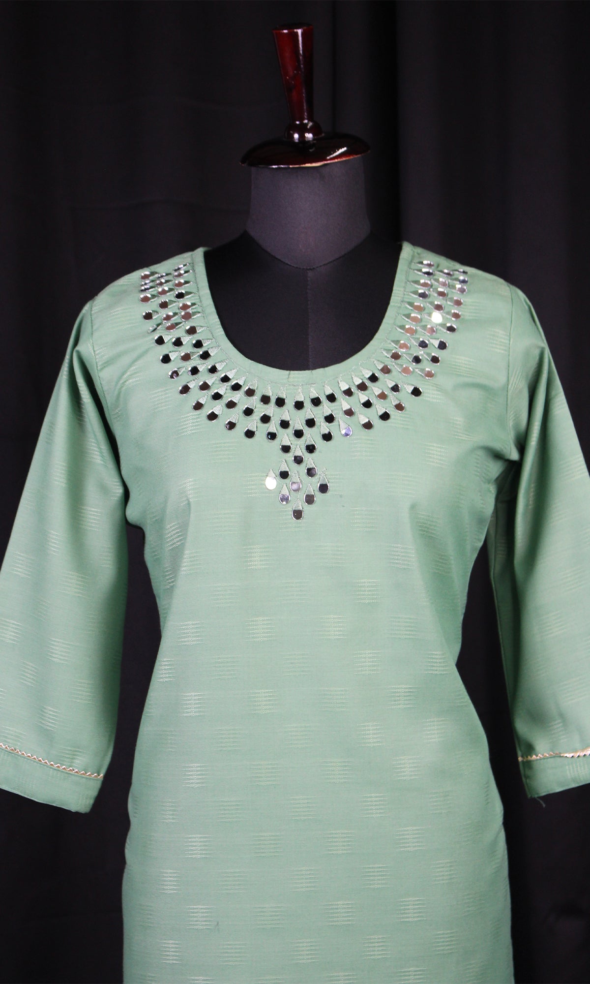 Rayon Blend Kurti with Mirror Worked Neck