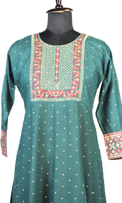 Rayon Ghera with Embroidery and Sequin Designed Neck