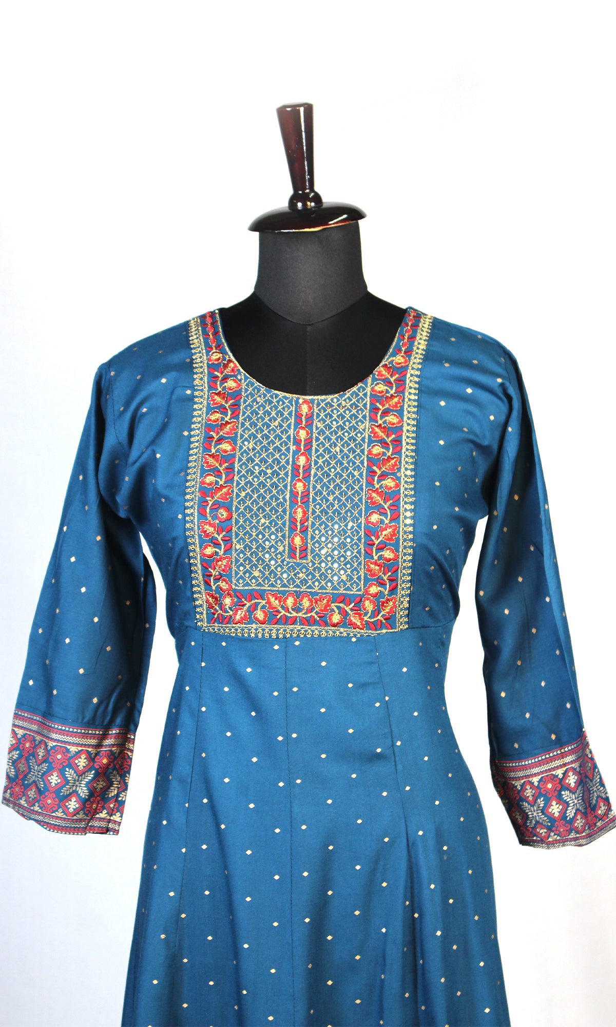 Rayon Ghera with Embroidery and Sequin Designed Neck