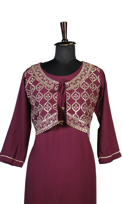 Rayon Fancy Kurti with Attached Koti