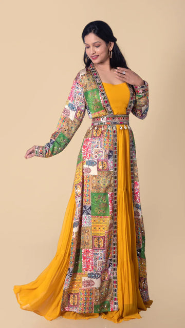 Printed Jacket Indo-Western Dress