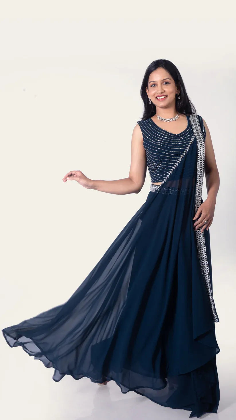 Intricate Beads Work Saree