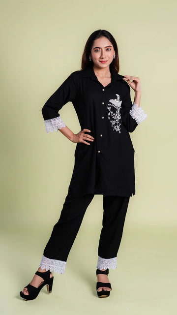 Black Embroidered Co-ord Set