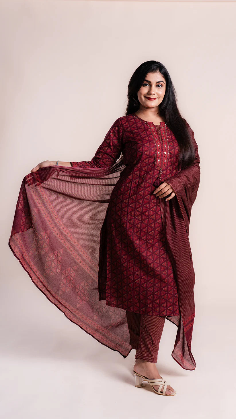 Maroon Mirage Suit set
