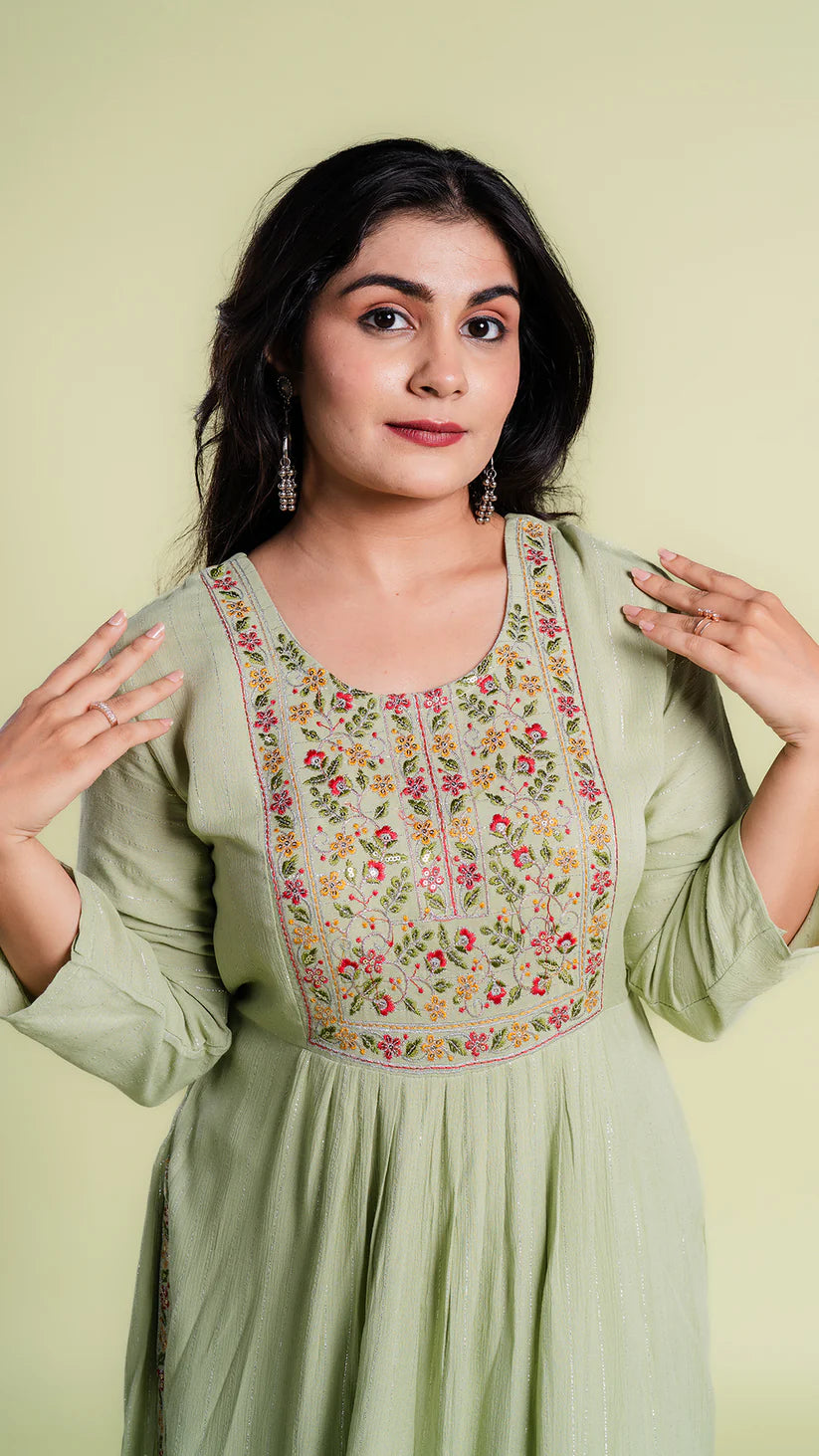 Nyra Cut Flare Kurti and Straight Pant with Dupatta