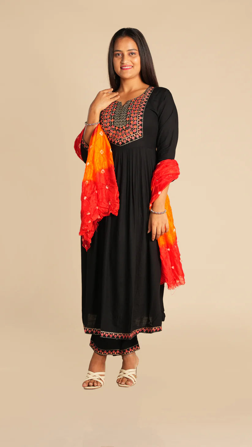 Nyra Style suit with Bandej Dupatta