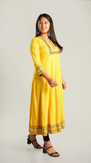 Rayon Embroidered Long Dress