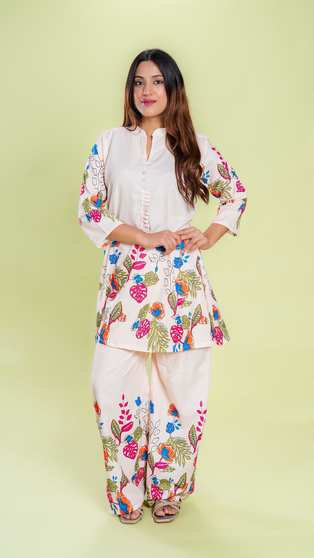Cream Blossom Co‑Ord Set