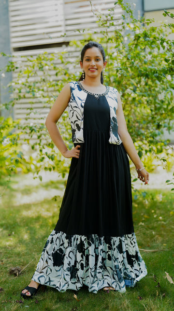 Floral Flared Indo-Western Dress