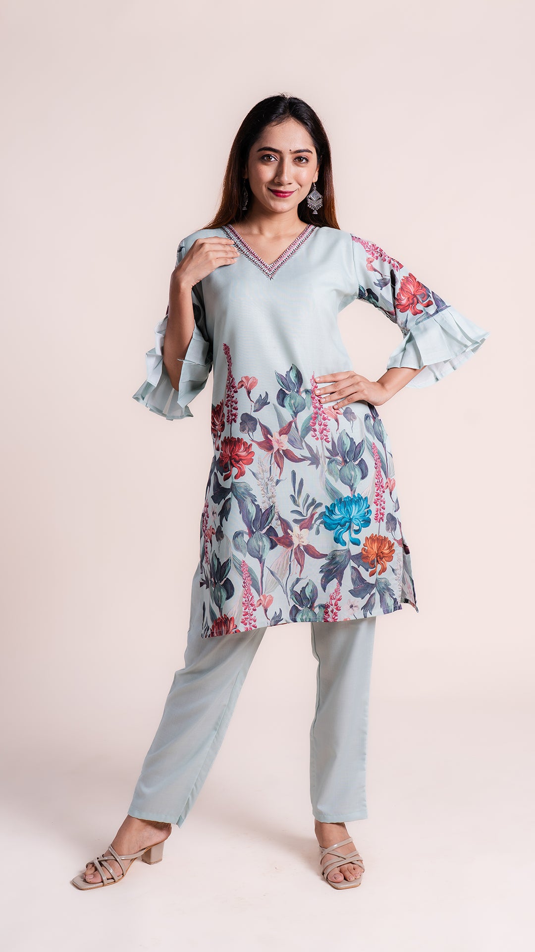 Digital Print Co-ord Set with Umbrella Sleeves